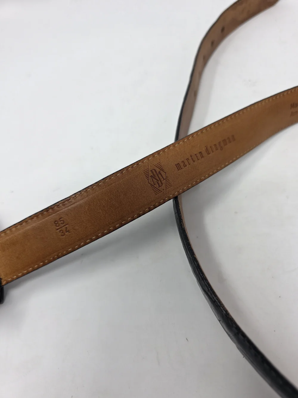 Martin Dingman Belt Mens Black Leather Aligator Embossed Size 34